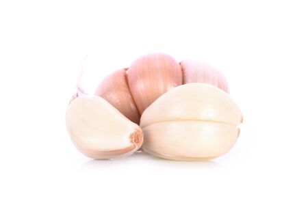 garlic isolated on white backgroundの写真素材