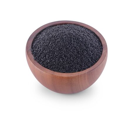 Black Sesame Seeds on white backgroundの写真素材