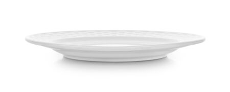 empty white plate on white backgroundの写真素材