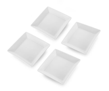 set of square plate on white backgroundの写真素材