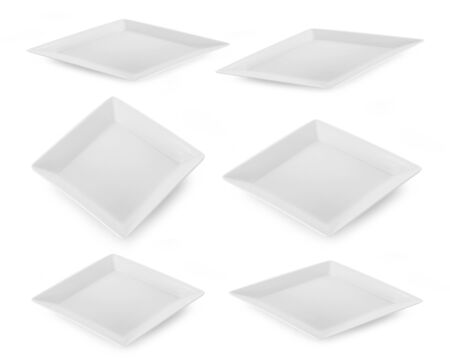 set of plate on white backgroundの写真素材