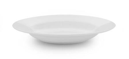 empty plate isolated on white backgroundの写真素材