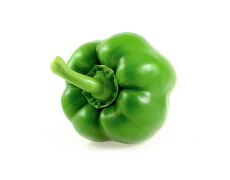 green Sweet pepper on white backgroundの写真素材