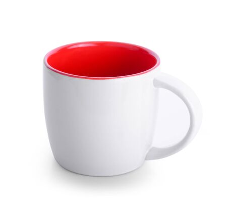 empty ceramic cup on white backgroundの写真素材