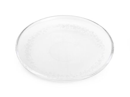 empty glass plate isolated on white backgroundの写真素材