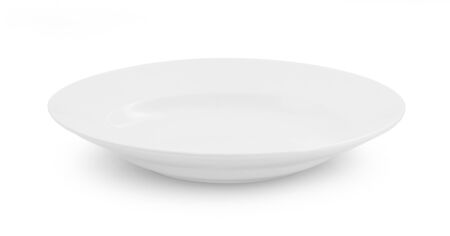 empty white plate on white backgroundの写真素材