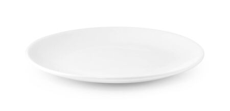 empty white plate on white backgroundの写真素材