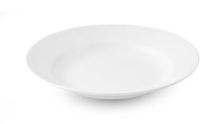 empty white plate on white backgroundの写真素材