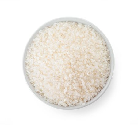 rice grains isolated on white background. Top viewの写真素材