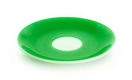 empty green plate isolated on white backgroundの写真素材