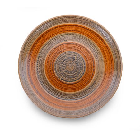 vintage style of plate isolated on white backgroundの写真素材