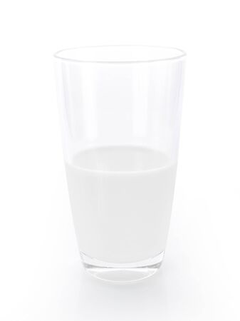 glass of milk on white backgroundの写真素材