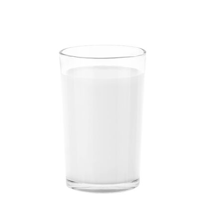 glass of milk on white backgroundの写真素材