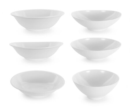 set of white bowl on white backgroundの写真素材
