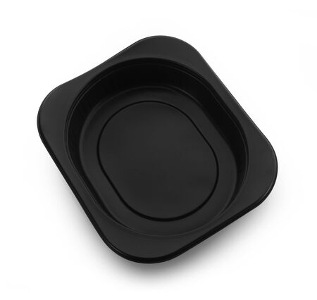 plastic empty plate on white backgroundの写真素材