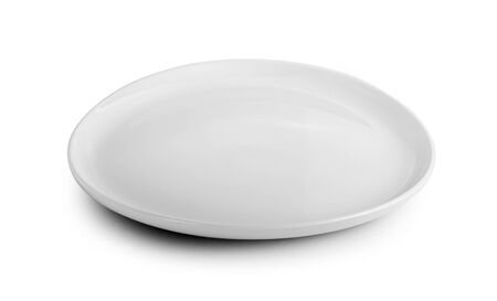 empty white plate isolated on white backgroundの写真素材