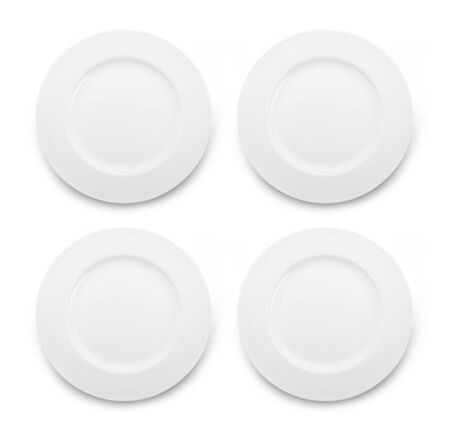 set of circle white plate on white backgroundの写真素材