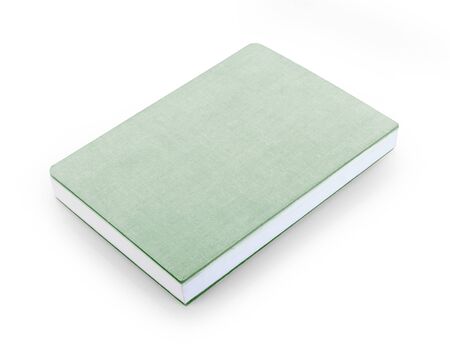 green notebook isolated on whiteの写真素材