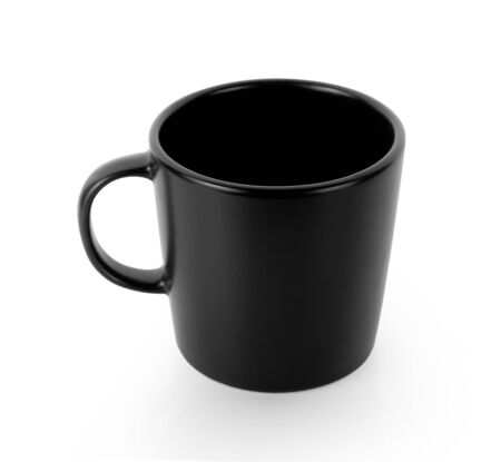 empty black cup on white backgroundの写真素材