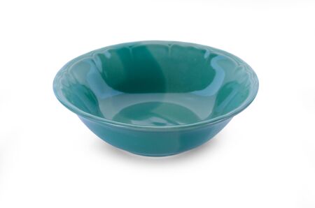 green color bowl isolated on white backgroundの写真素材