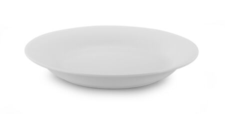 empty white plate isolate on white backgroundの写真素材