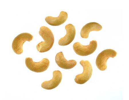 cashew nut isolated on white backgroundの写真素材