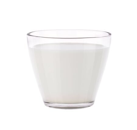 glass of milk on white backgroundの写真素材