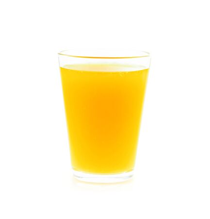 orange juice on white backgroundの写真素材