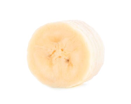 Banana slice isolated on white backgroundの写真素材