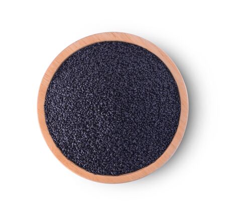 Black Sesame Seeds on white backgroundの写真素材