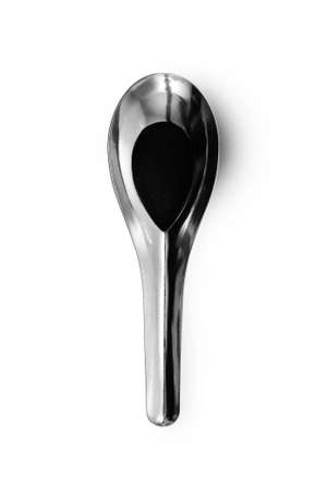 silver spoon isolated on white backgroundの写真素材