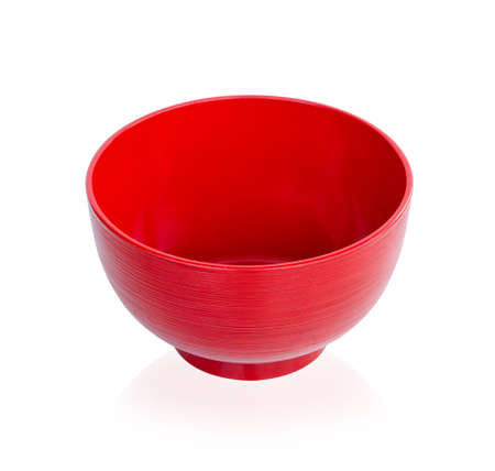 empty wood bowl on white backgroundの写真素材