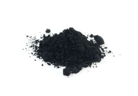 activated charcoal isolated on white backgroundの写真素材
