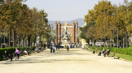 Walk of the Arch of the Victory in Barcelonaのeditorial素材