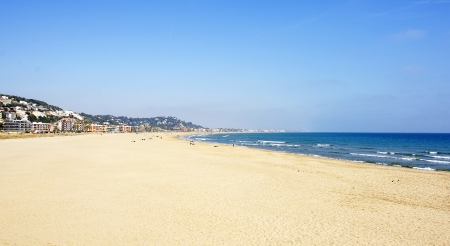 Panoramic view of the beach of Castelldefels-Gava, Barcelonaの写真素材