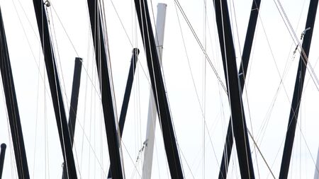 Detail of masts of sailboats in Sitges, Barcelonaの写真素材