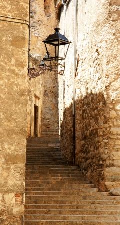 Panoramic of streets of the historical Girona, Spainの写真素材