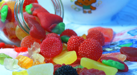 Jar of candies and varied delicacies