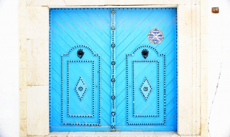 Door blue in a house in Sidi Bou Said, Tunisiaのeditorial素材