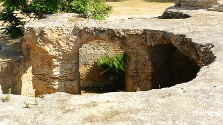 General sight of the ruins of Antonino s Thermal baths, Tunisの写真素材