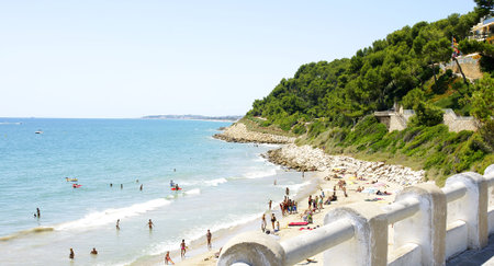 Beach of Roc de Sant Gaietá, Tarragonaのeditorial素材