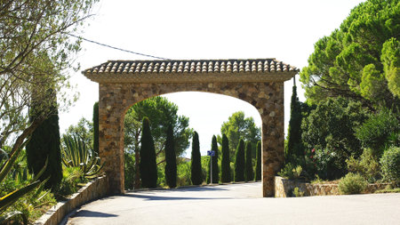 Arch of entry to an urbanization in the Costa Brava, Girona, Spainの写真素材