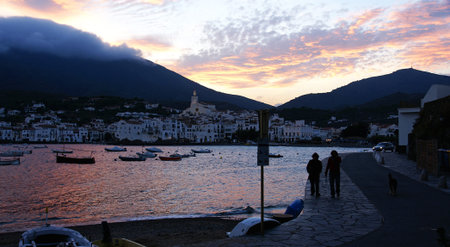 Sunset in Cadaques, Costa Brava, Girona, Spainの写真素材