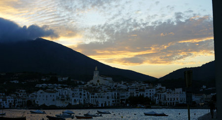 Sunset in Cadaques, Costa Brava, Girona, Spainの写真素材