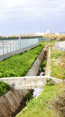 ditch for irrigation in the Delta of the Llobregat, Barcelonaの写真素材