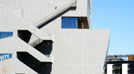 Detail of ladder of the museu del disseny in Barcelonaの写真素材