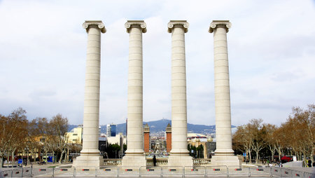 Panoramic of Maria Cristina s avenue of Barcelona
