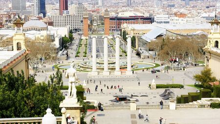 Panoramic of Barcelona from Montjuicのeditorial素材
