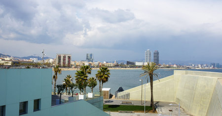 Sky line of the coast of Barcelona