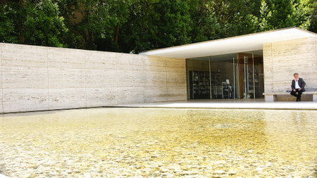 Facade of the Mies Van Der Rohe pavilium, Barcelona